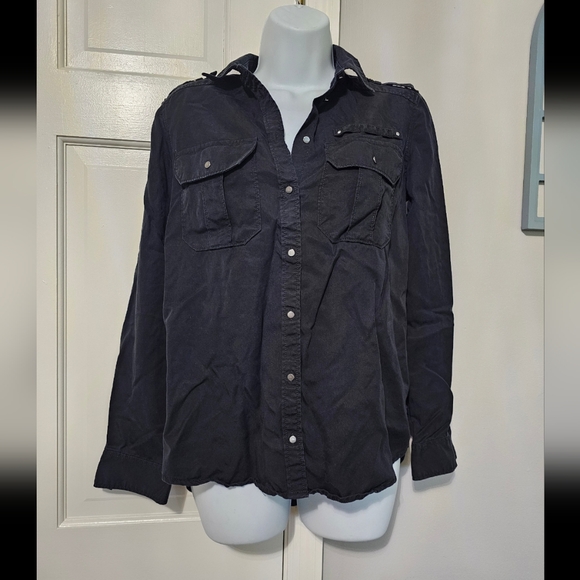 Express Tops - Black Button-Up Shirt